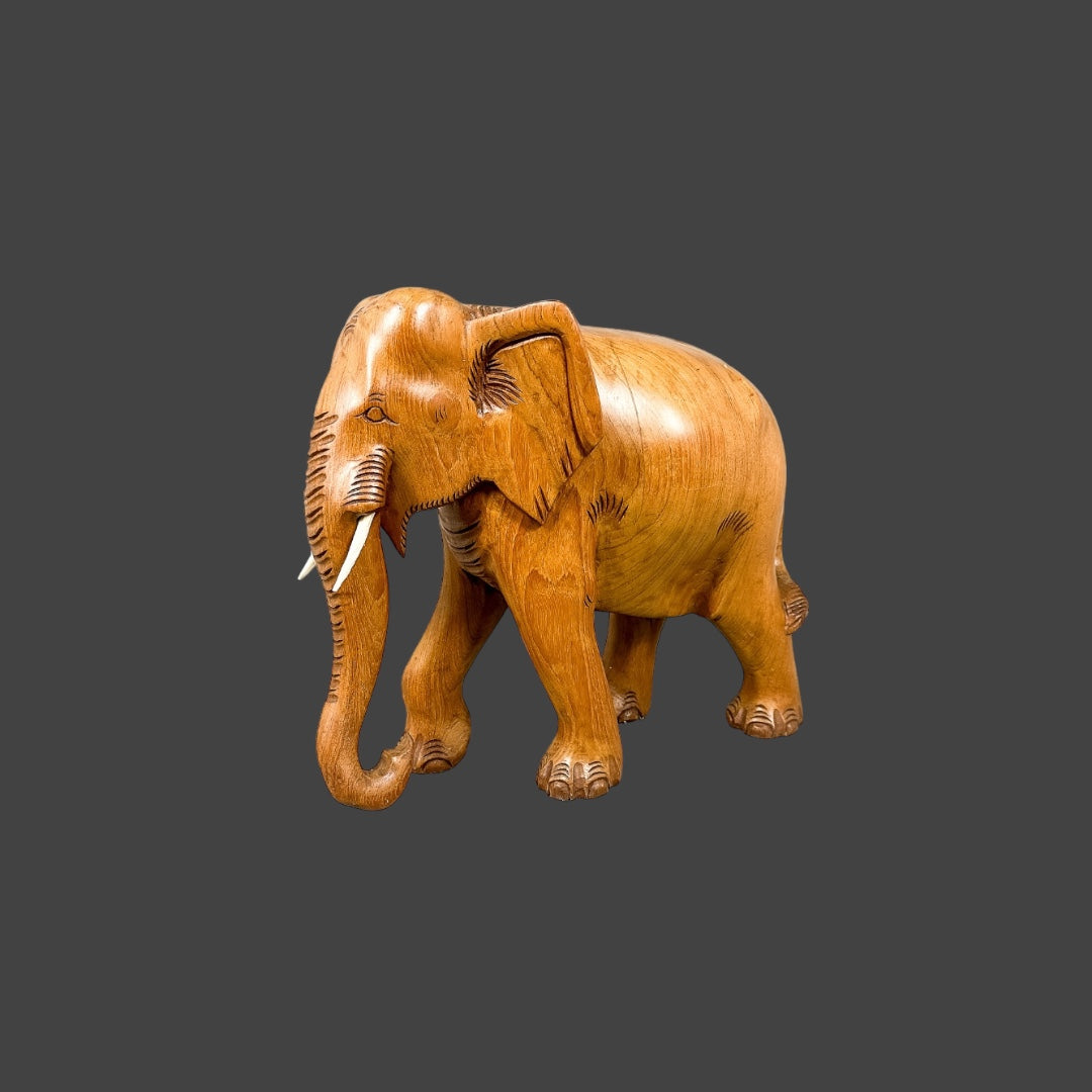 Elefant, golvskulptur i trä, 56x47 cm